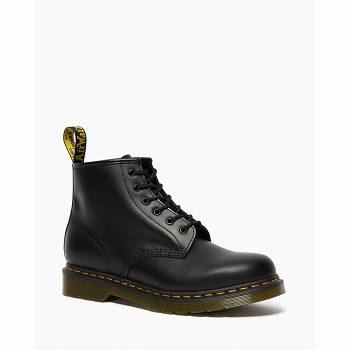 Dr Martens 101 Smooth Kožené Yellow Stitch - Cierne Kotnikove Cizmy Panske, DR0003